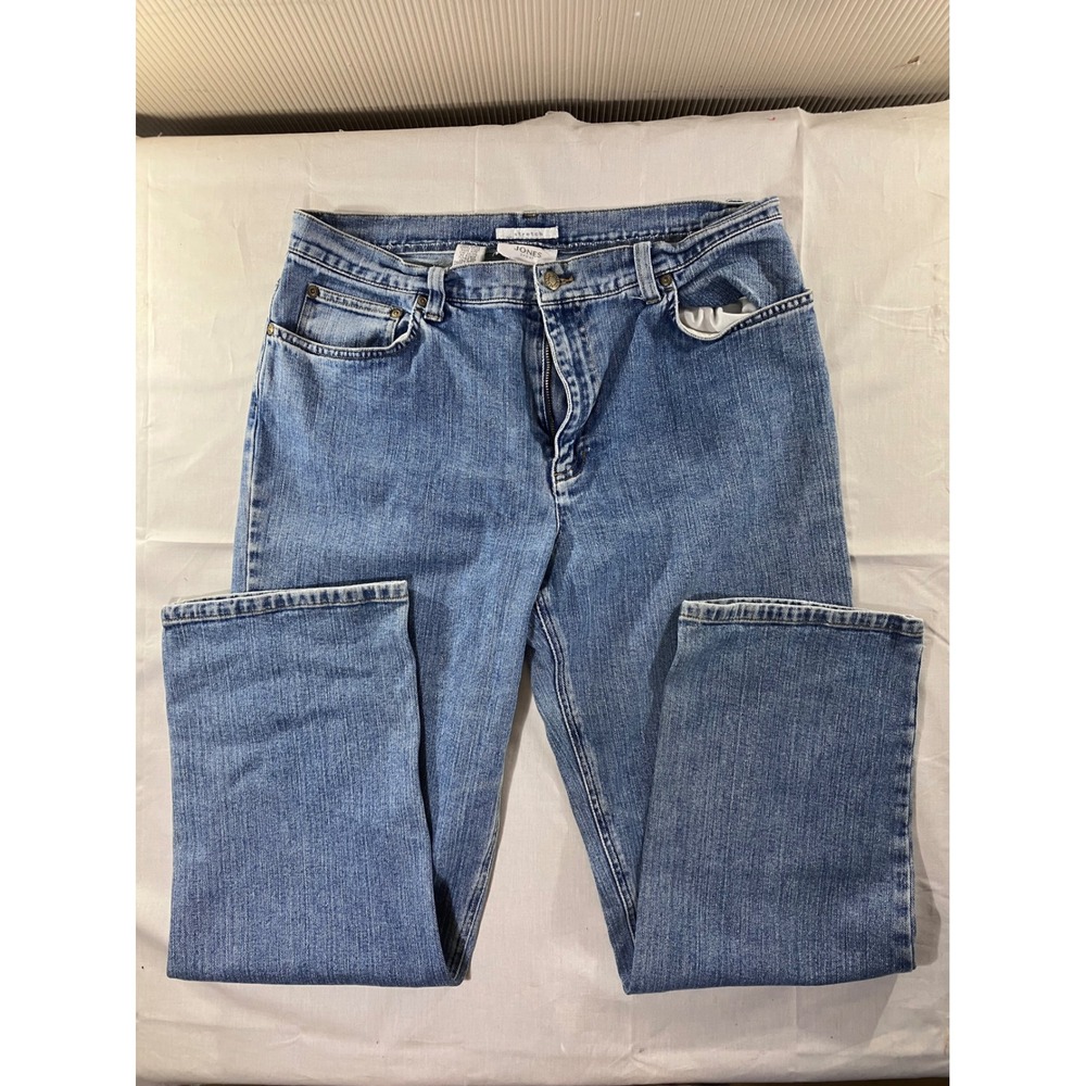 JONES SPORT Womens Jeans Stretch Blue‎ Denim Size 14 Straight Leg Casual